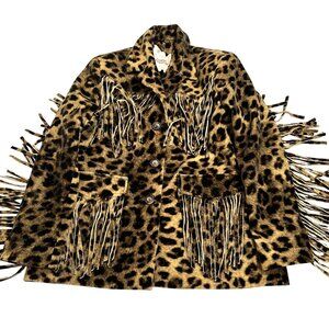 La Commune Magique Fringe Blazer in Leopard